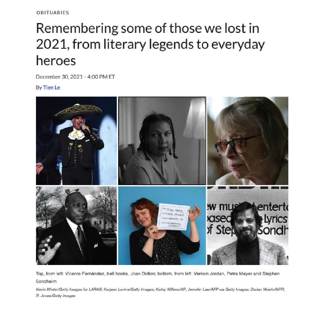 NPR: Remembering some of those we lost in 2021, from literary legends to everyday heroes