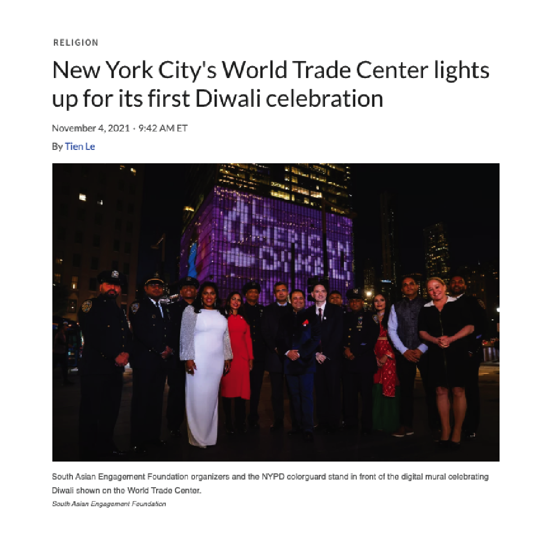 NPR: New York City's World Trade Center lights up for its first Diwali celebration