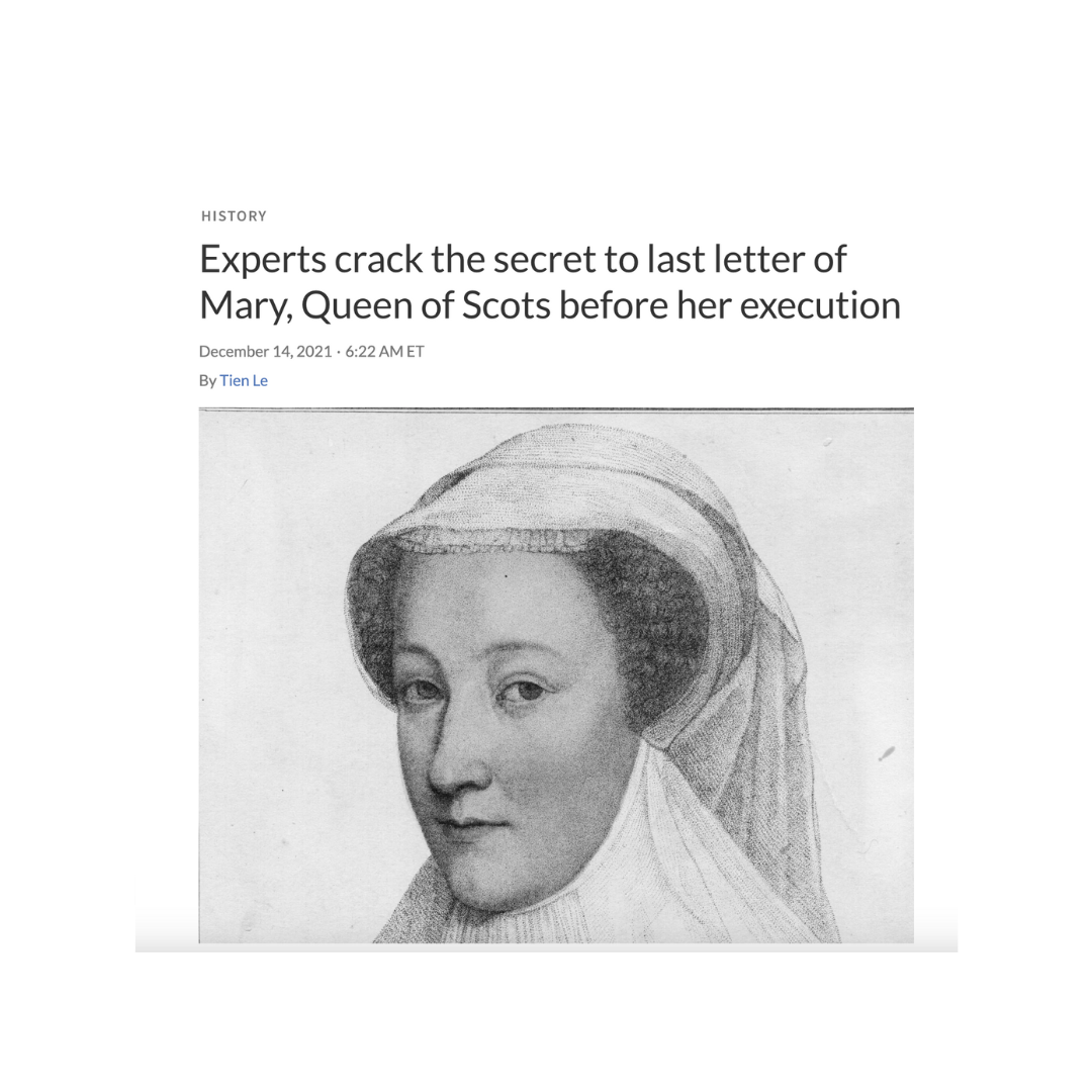 NPR: Experts crack the secret to last letter of Mary Queen of Scots before her execution