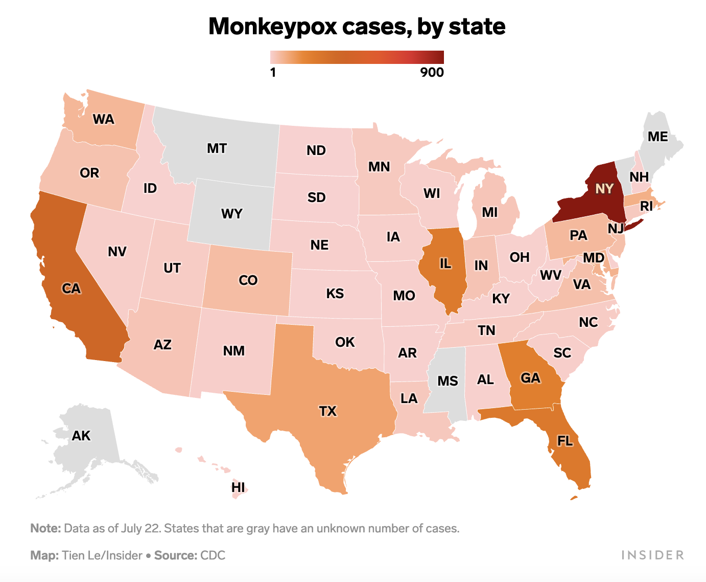 Map shows how quickly monkeypox spread through the US in the biggest-ever outbreak beyond Africa