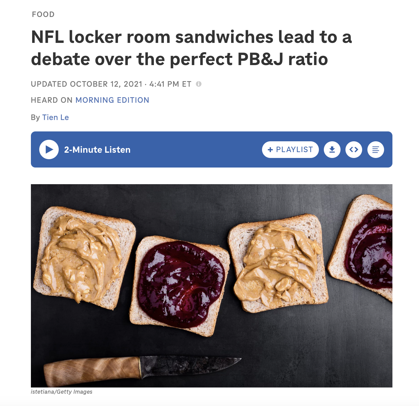 NFL locker room sandwiches lead to a debate over the perfect PB&J ratio